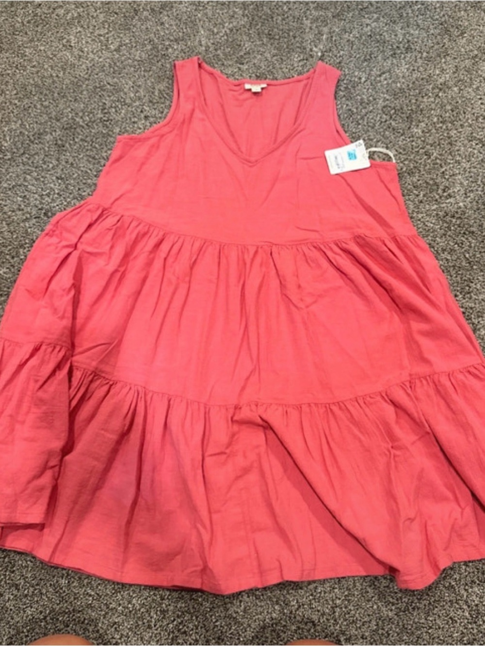 a.n.a Sleeveless Tiered Cotton Dress - Coral